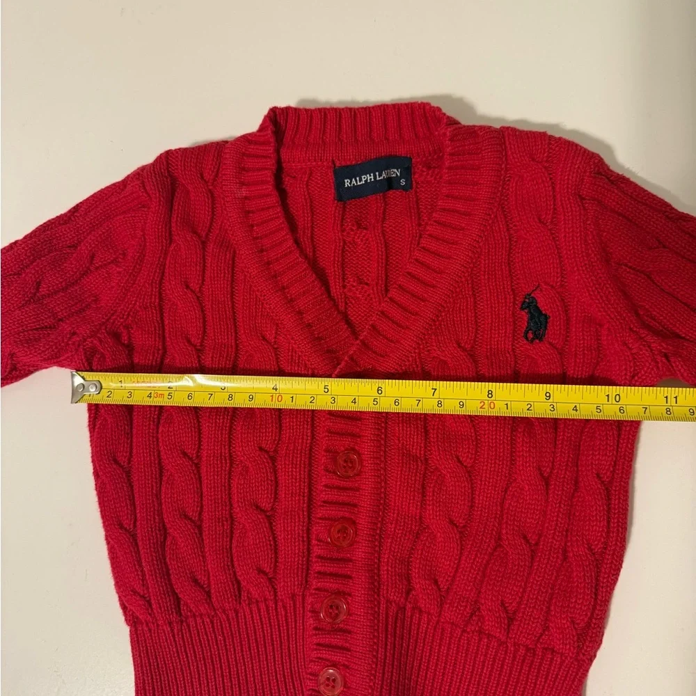 Ralph Lauren Baby Cable Knit Cardigan Sweater Red 18-24 Months 100% Cotton
